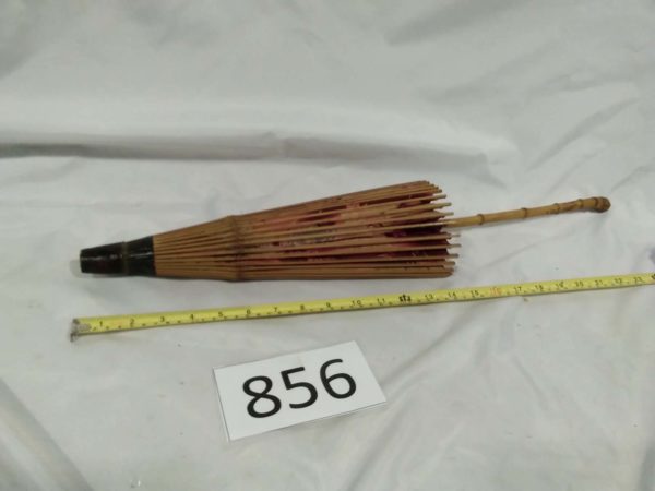 lot 856 oriental wooden & material parasol - Image 3