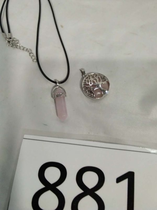 lot 881 2x Rose quartz pendants - Image 2