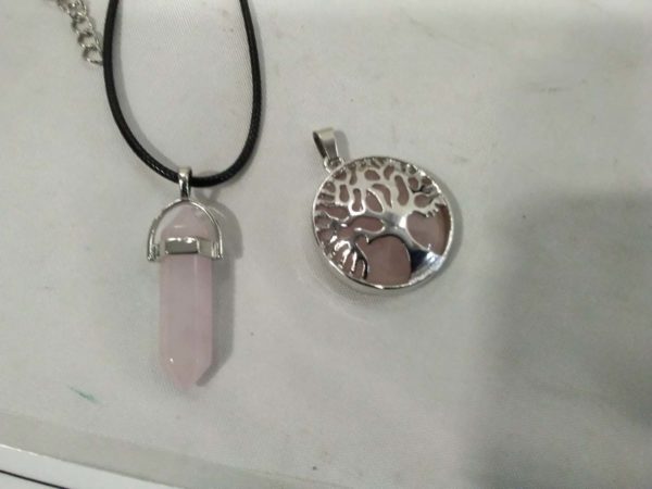 lot 881 2x Rose quartz pendants