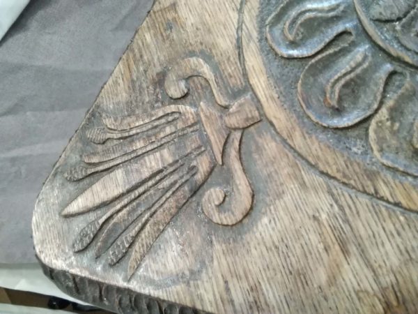 lot 887 carved Triangular table - Image 4