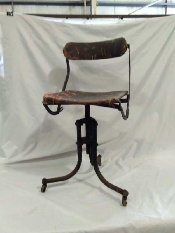 lot 889 industrial metal framed factory swivel adjustable chair