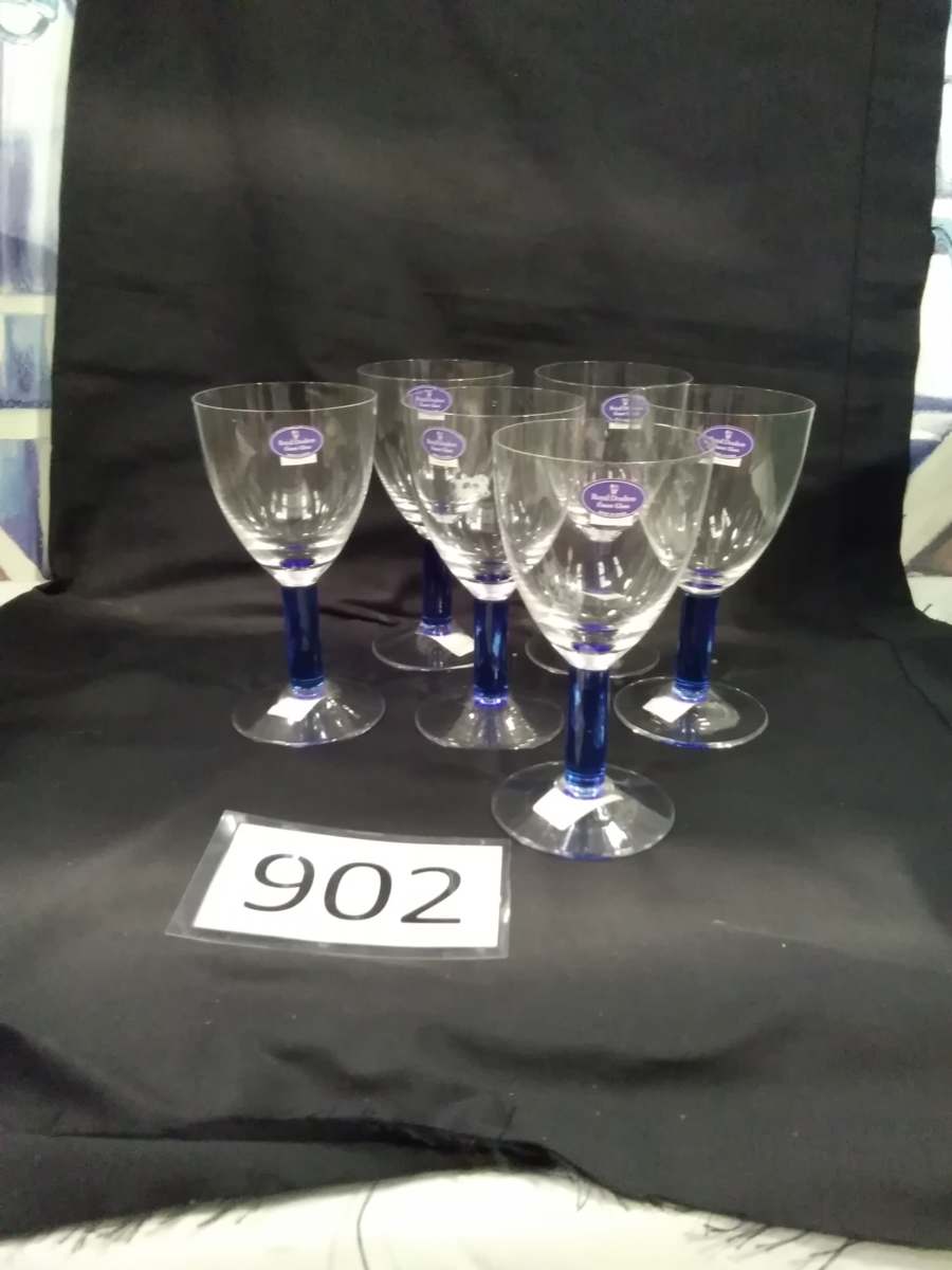 Lot 902 Royal Doulton Blue Stem Wine Glasses Hills Trading Company Ltd 4157