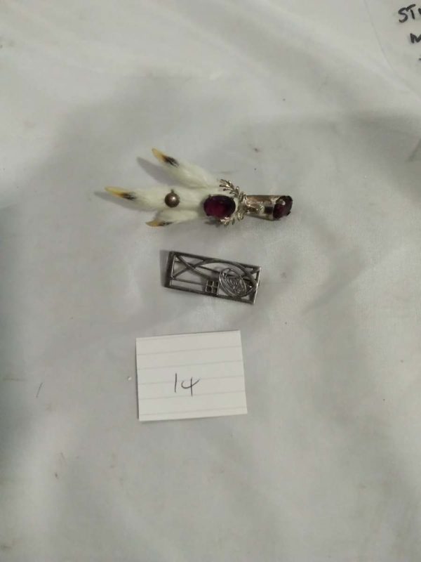 lot 014 sterling silver Mackintosh brooch & Scottish lucky grouse foot brooch - Image 2