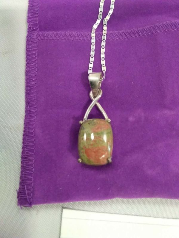 lot 018 9.38ct Unakite sterling silver Aryanna pendant & COA