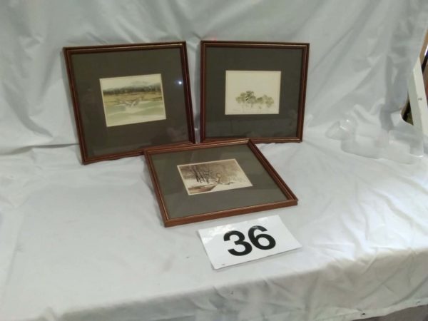 lot 036 3 x signed framed water colours