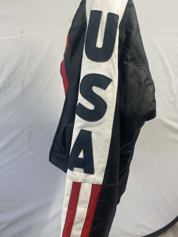 DH011- VILANTO AUTHENTIC LEATHERWEAR JACKET WITH AMERICAN FLAG 2XL – COLLECTION FROM FFORESTFACH - Image 3