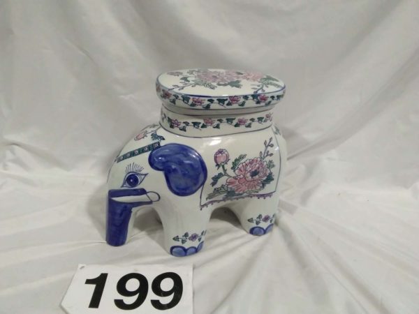 lot 199 ornamental ceramic elephant 13″ x 14″