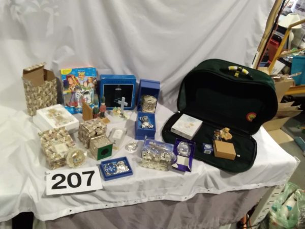 lot 207 christening gifts, ornaments, mobile