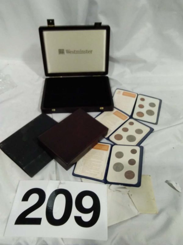 lot 209 3 sets of Decimal sets & empty coin cases