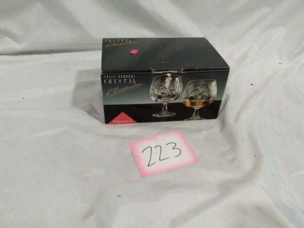 lot 223 set of 6 24% lead crystal brandy glasses