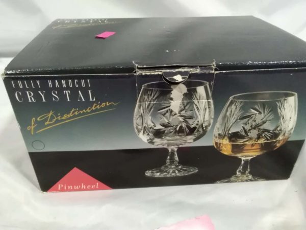 lot 223 set of 6 24% lead crystal brandy glasses - Image 2