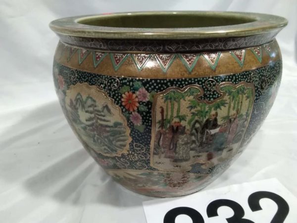 lot 232 large chines style planter / pot / fish bowl diamter 12.5″ height 10″ - Image 2