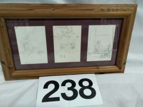 lot 238 Winnie the Pooh framed drawing - Image 6