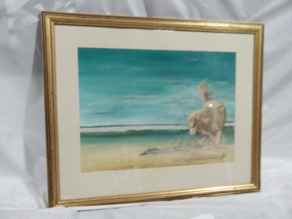 lot 242 water colour dog on beach - Image 5