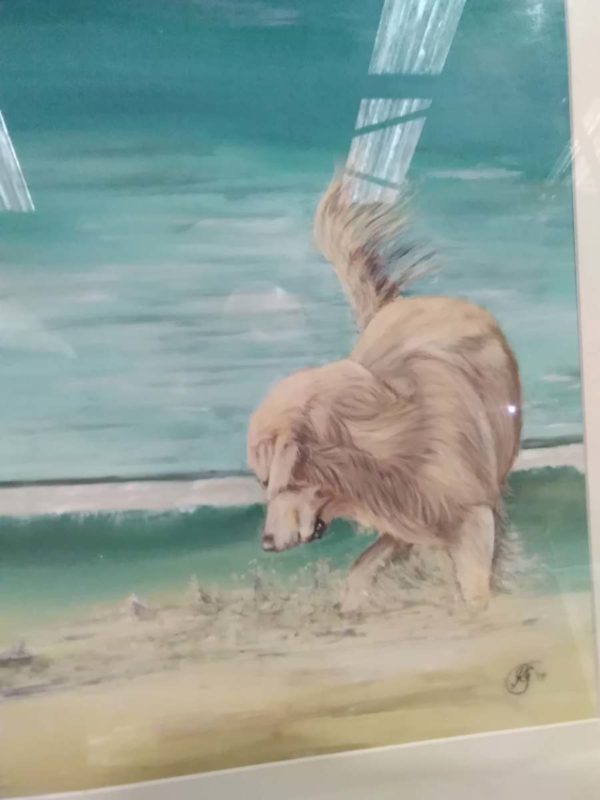 lot 242 water colour dog on beach - Image 3