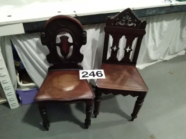 lot 246 Eclesiatical wooden chairs