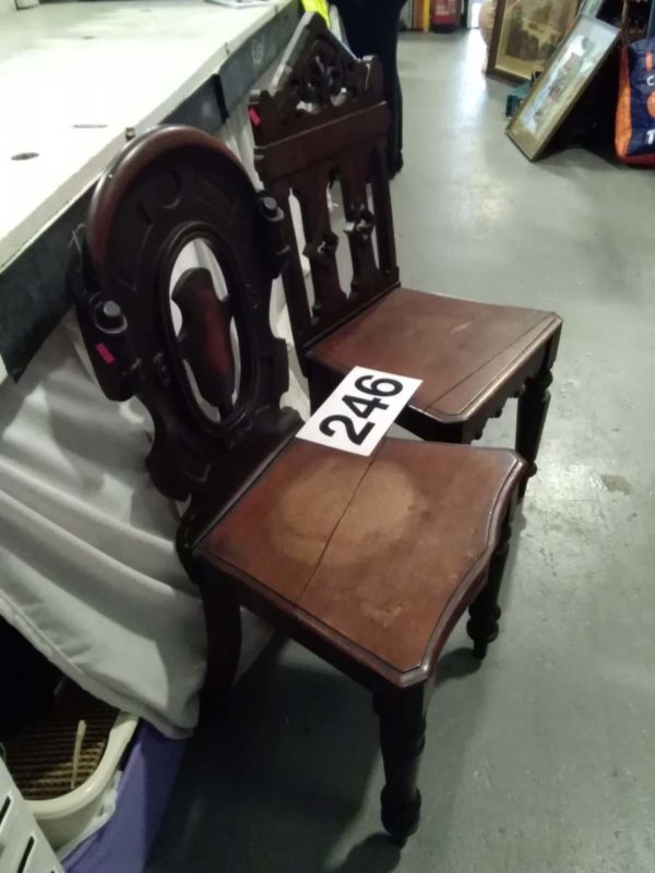 lot 246 Eclesiatical wooden chairs - Image 3