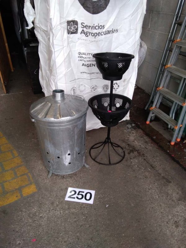 lot 250 garden fire bin & tiered planter