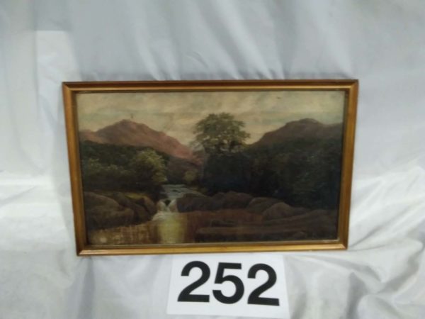 lot 252 antique oil landscape with stream 34cm x 54cm - Image 6