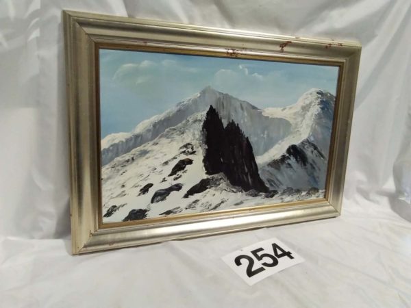 lot 254 original oil painting of Snowdon & Crib Goch 60cm x 90cm