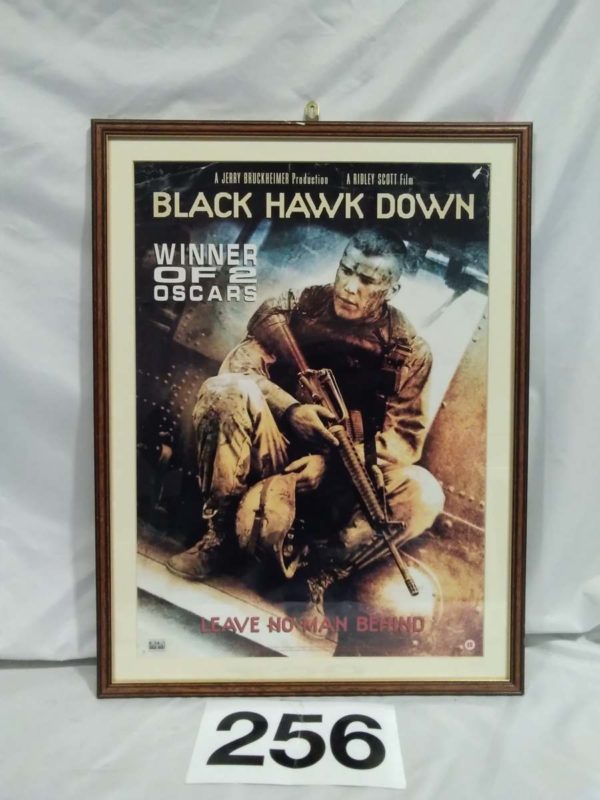 lot 256 original framed film poster ‘Black Hawk Down’ 26″ x 20″