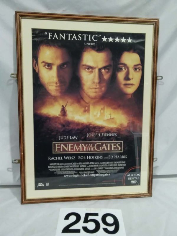 lot 259 original framed film poster ‘eneny at the Gates’ 26″ x 20″