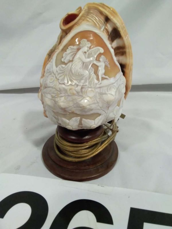 lot 265 hand carved conch shell table lamp