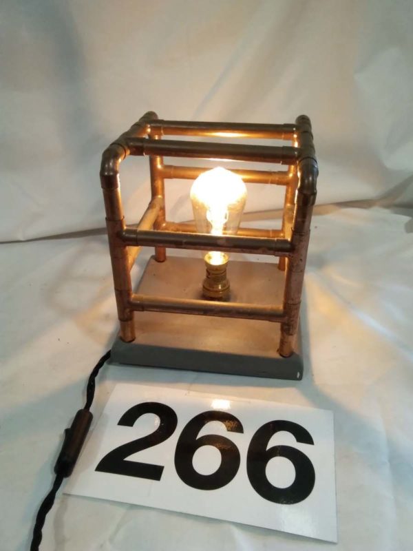 lot 266 Copper pipework table lamp