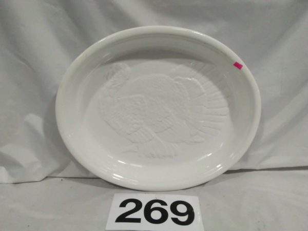 lot 269 large white ceramic turkey platter