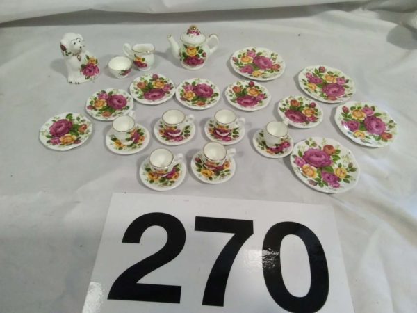 lot 270 partial miniature handpainted ‘Manor Roses’ Carmathenshire bone china teaset