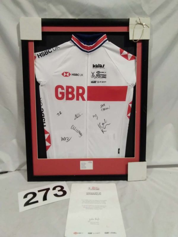 lot 273 signed framed Great Biritans cyclist jersey