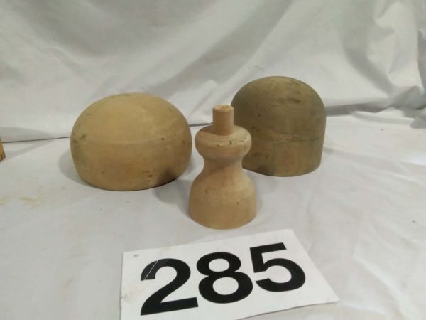 lot 285 vintage Milliner’s hat blocks with stand