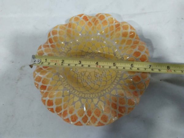 lot 287 vintage Syndenstricker fused ruffle edge glass dish (stamped) - Image 3