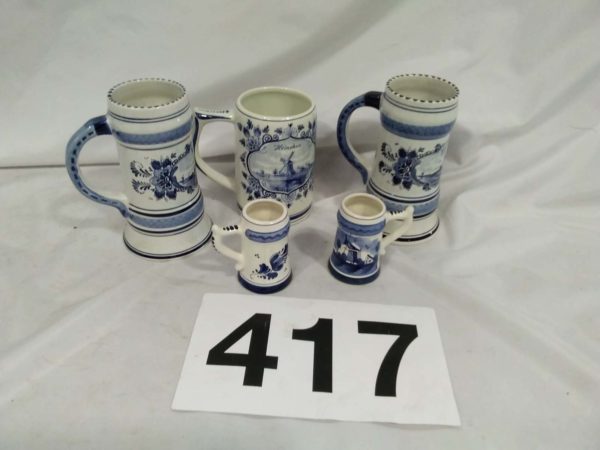 lot 417 Delft ceramic tankards