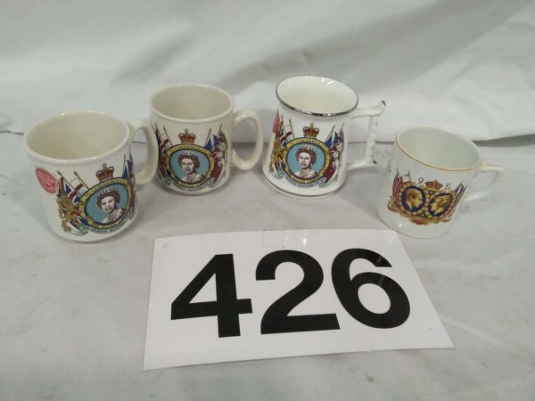 lot 426 4 x commemorative mugs