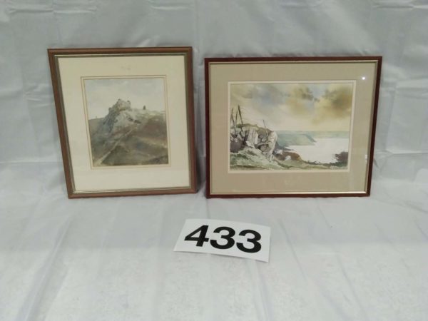 lot 433 2 x framed water colour pictures