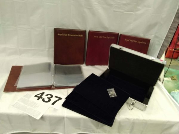 lot 437 4 x empty royal mail presentation folders & a coin collectors case with inserts