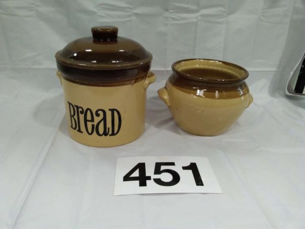 lot 451 T.G. Green stoneware brad bin & pot