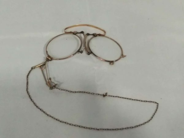 lot 459 vintage gold plated folding glasses & saftety chain