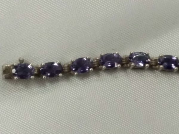 lot 474 sterling silver & tanzanite tennis braclet - Image 2