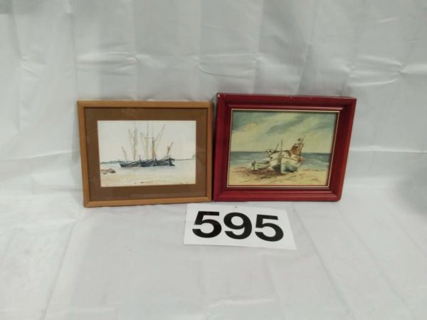 lot 595 water colour by E Pack & original painting  “boat ” by Nicor