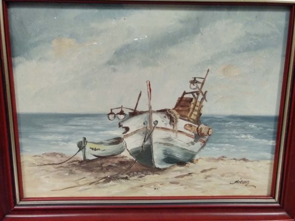 lot 595 water colour by E Pack & original painting  “boat ” by Nicor - Image 2