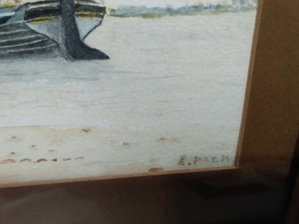 lot 595 water colour by E Pack & original painting  “boat ” by Nicor - Image 4