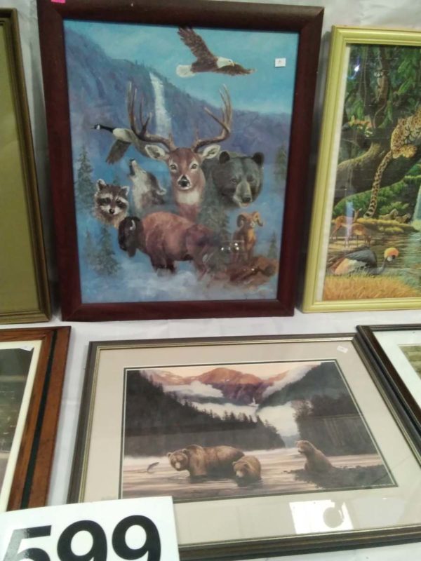 lot 599 5 framed prints & 1 jigsaw animal related - Image 12