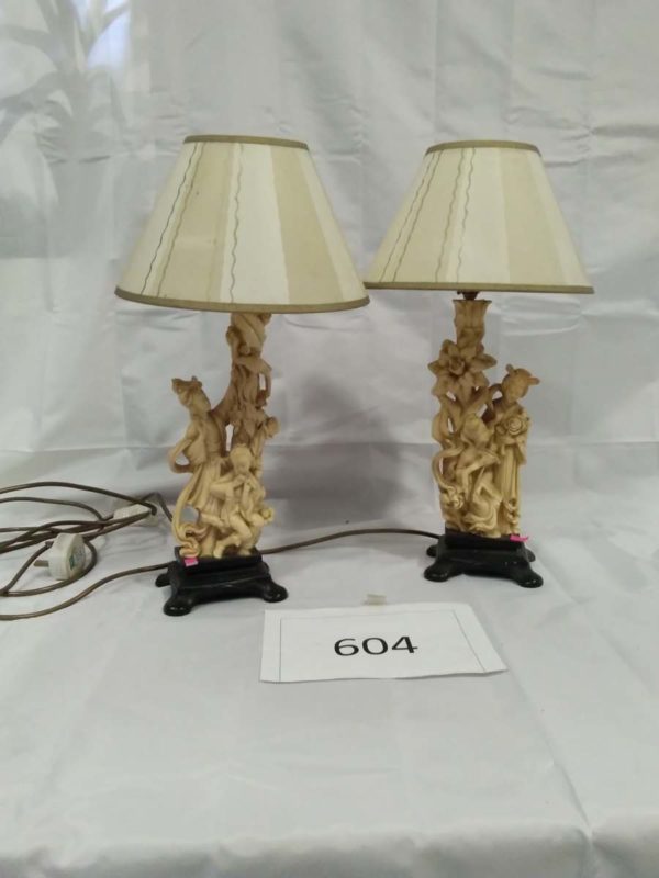 lot 604 pair of Chinese table lamps ( current pat test)