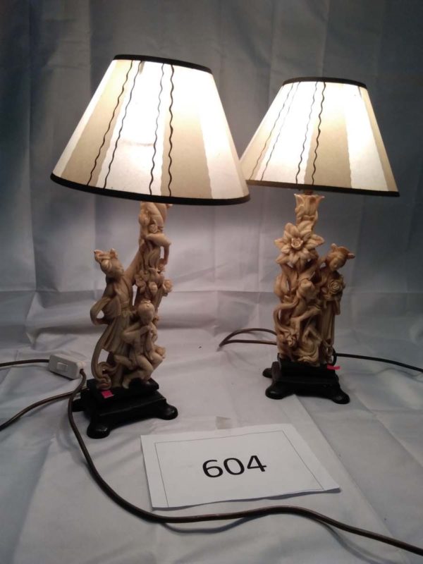 lot 604 pair of Chinese table lamps ( current pat test) - Image 6