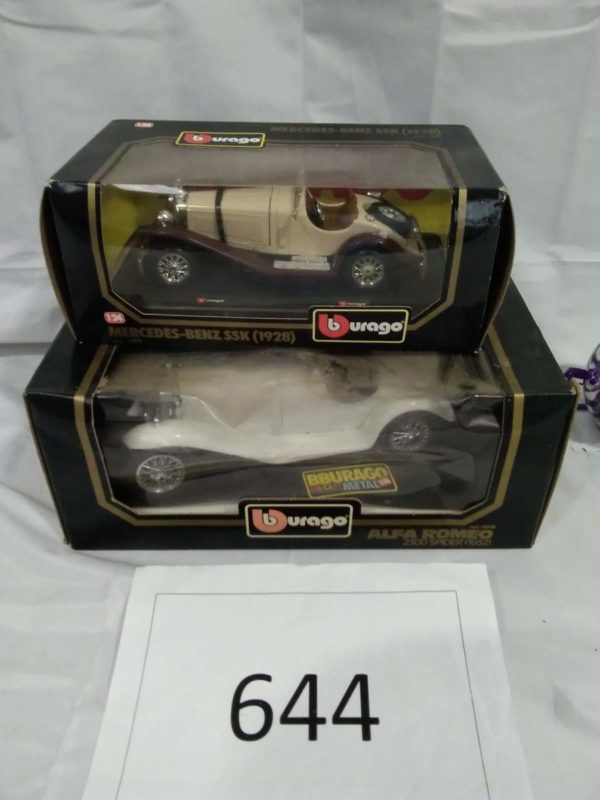 lot 644 2 x Burago boxed model cars