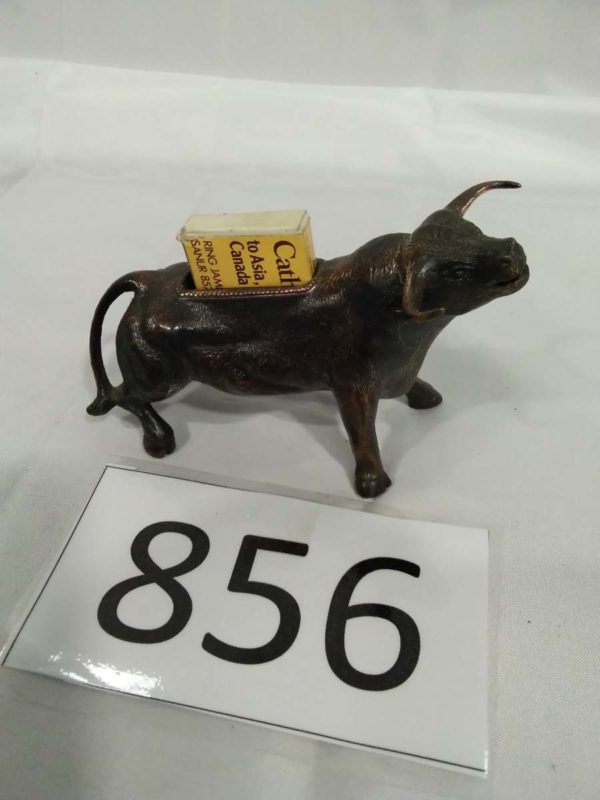 lot 856 metal bull match box holder