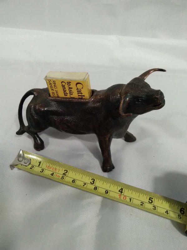 lot 856 metal bull match box holder - Image 3