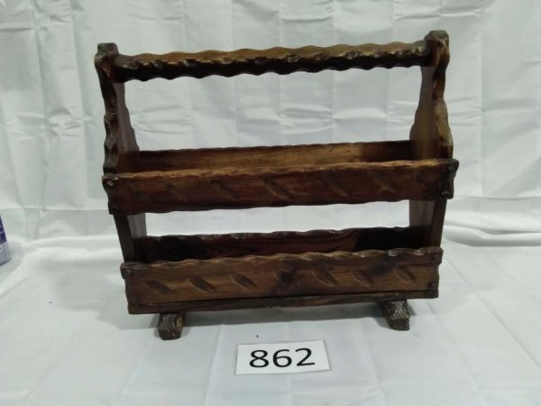 lot 862 retro Mexican carved wooden magazine rack